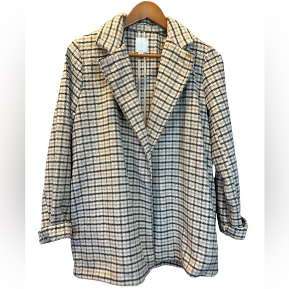 Joie Jackets & Blazers - Joie Tattersall Plaid Jacket Women’s Small Black Brown Shacket Pockets Soft Wool
